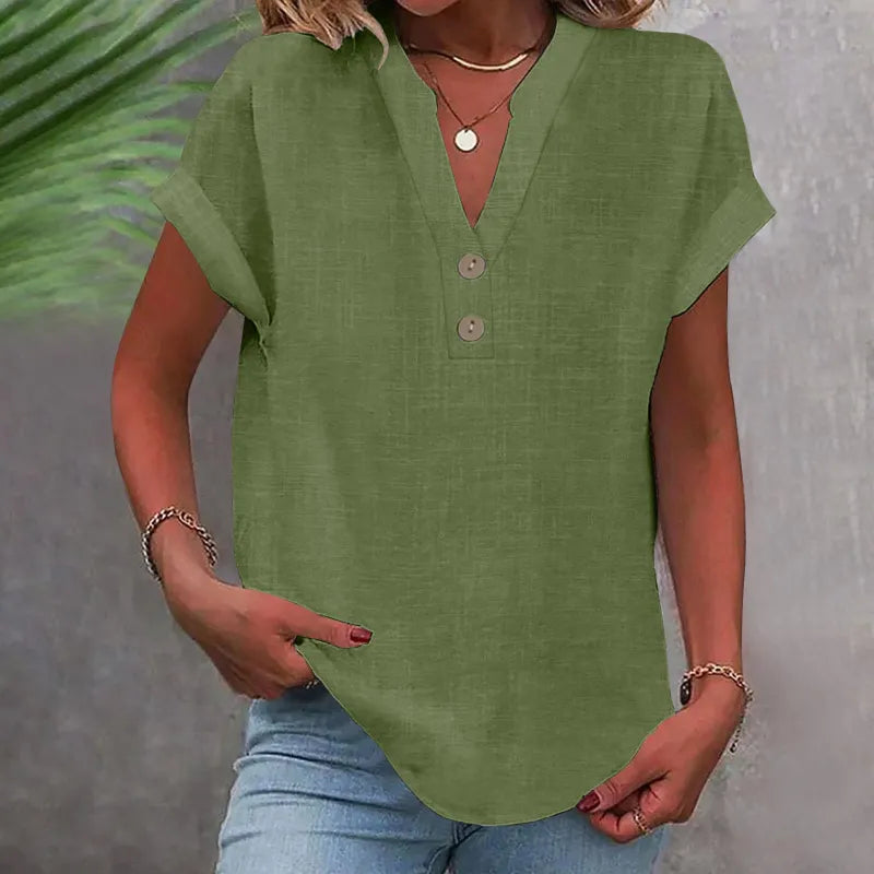 Women’s Blouse | V-Neck with Button Detail