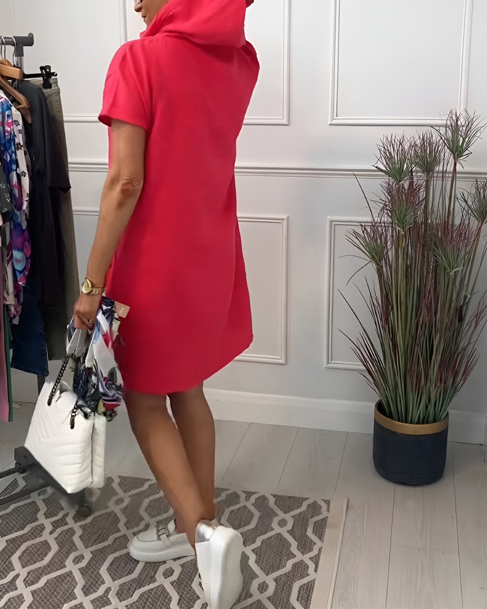 Women's Hoodie Dress with Relaxed Fit and Adjustable Hood