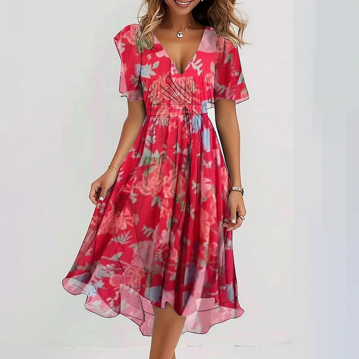 Women's Summer Dress with Sleeveless Design and Flowy Skirt