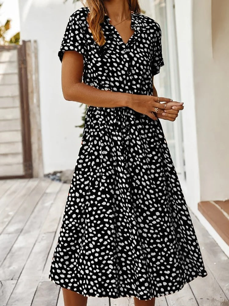 Women's Summer Dress with Adjustable Straps and Flowing Skirt