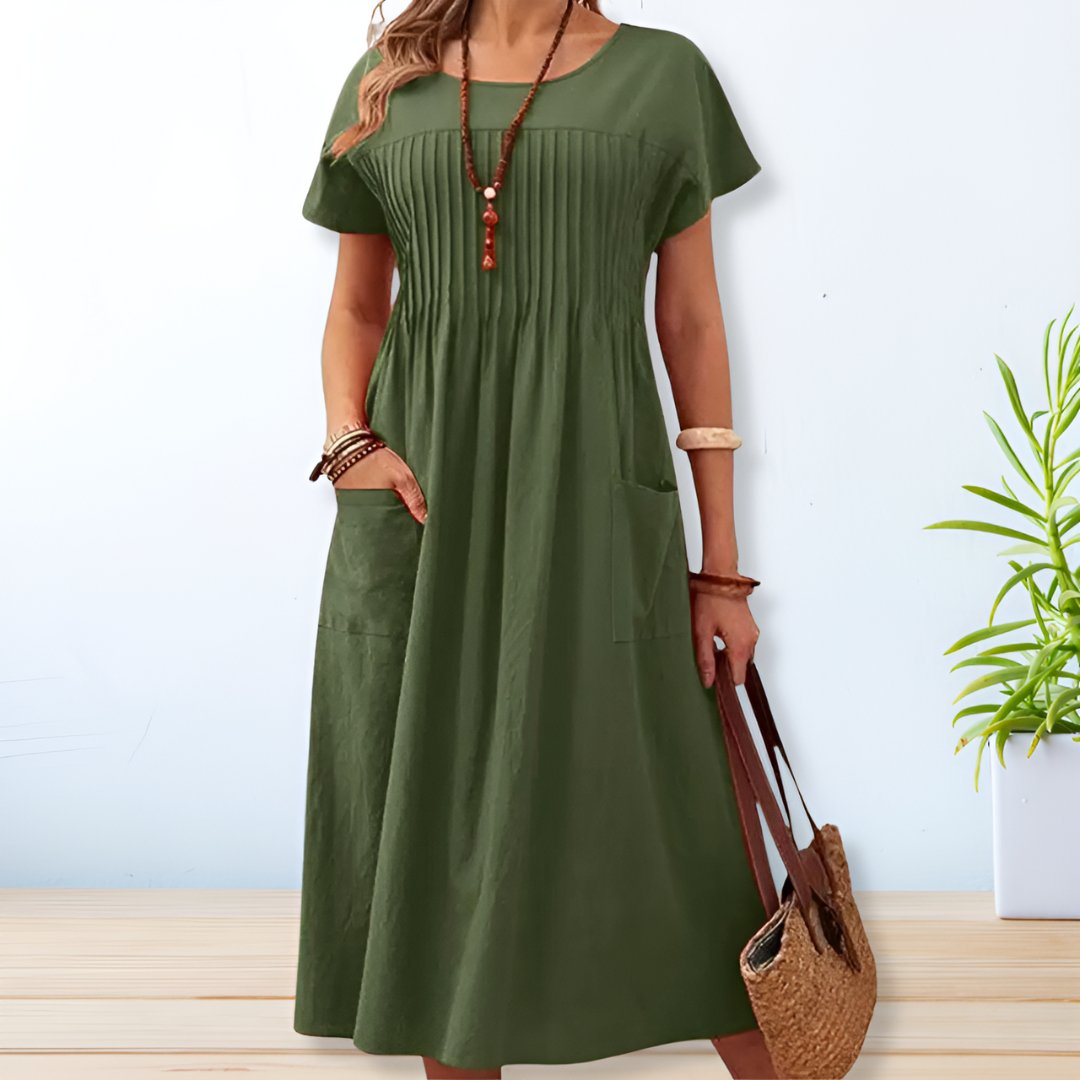 Women's Day Dress with Relaxed Fit and Short Sleeves