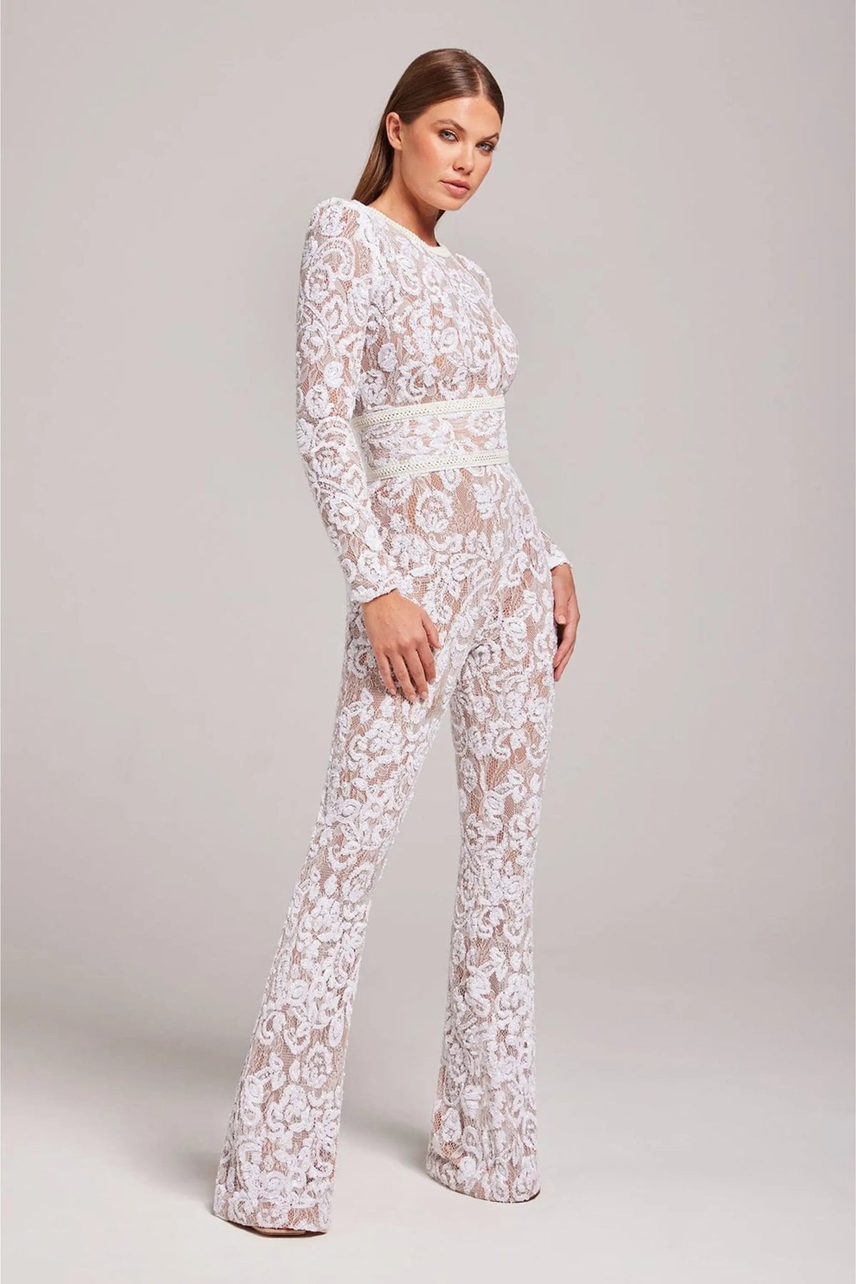 Glamorous Black Sequin Jumpsuit with Belted Waist