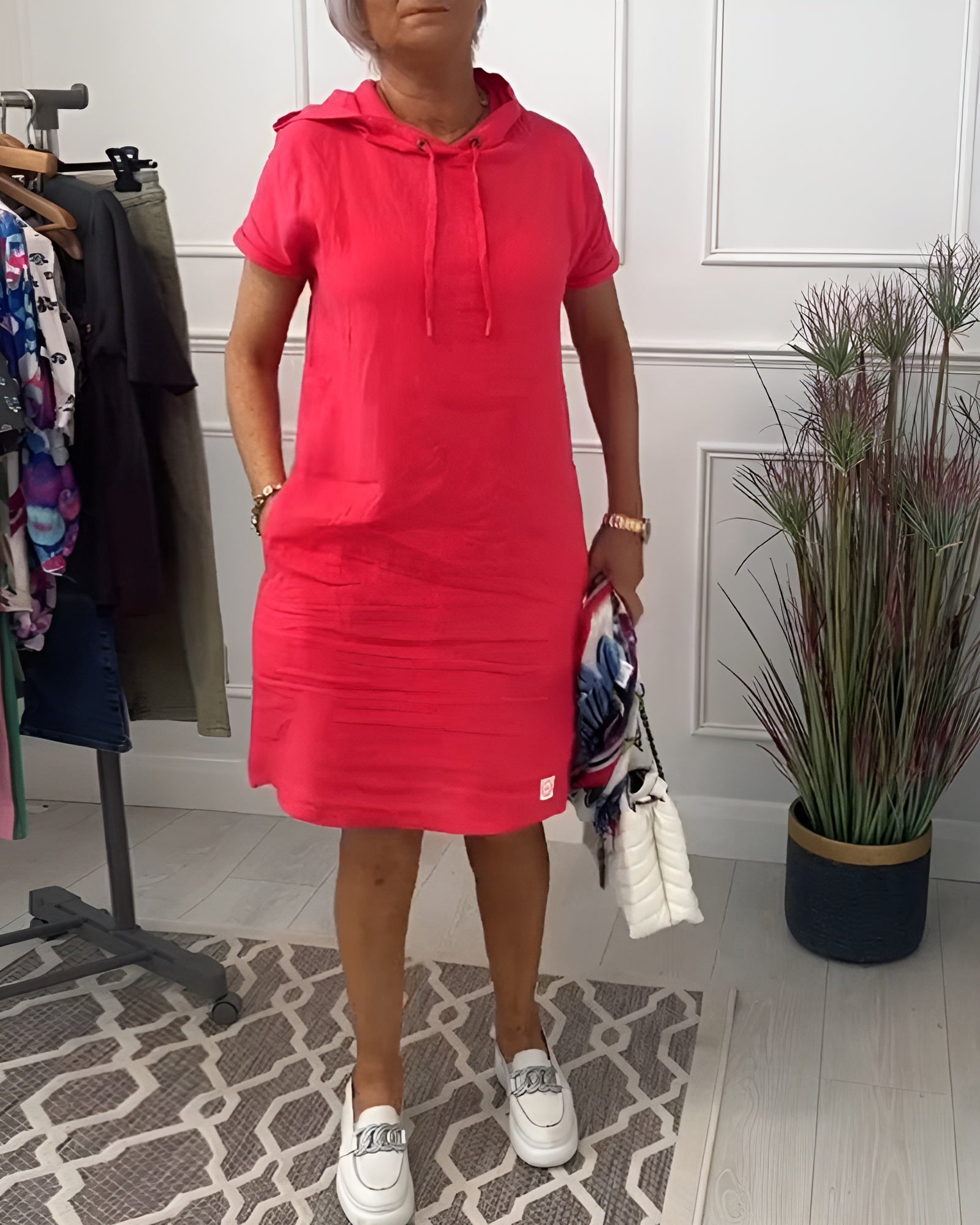 Women's Hoodie Dress with Relaxed Fit and Adjustable Hood