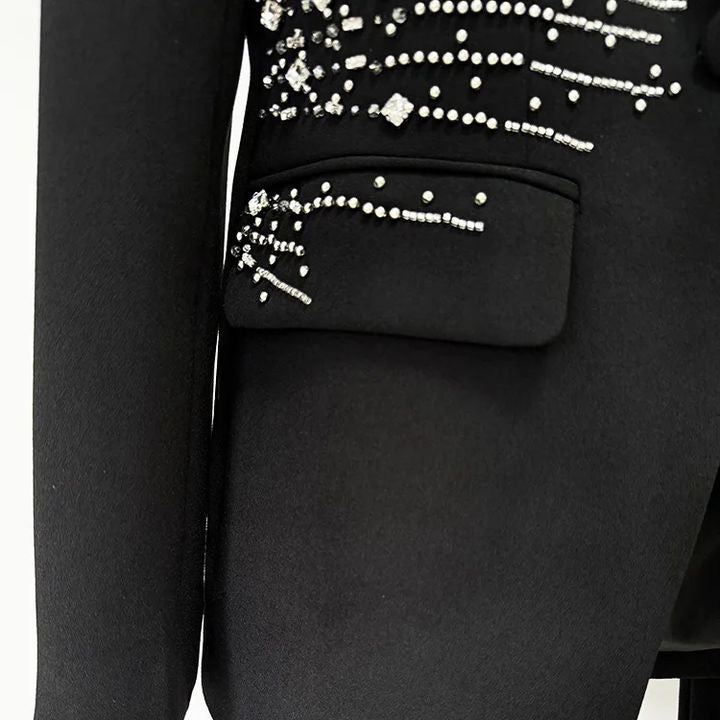 Women's Peak Lapel Single-Button Blazer and Flared Pants Set | Two-Piece