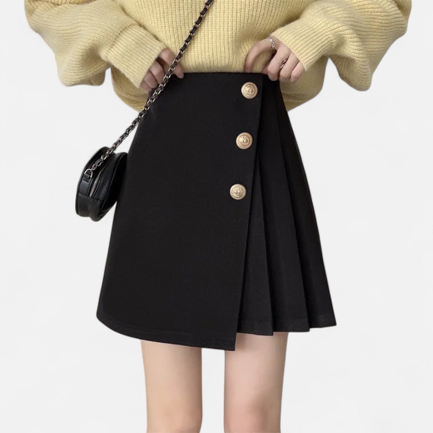 Women’s Black Ruched A-Line Skirt | Midi