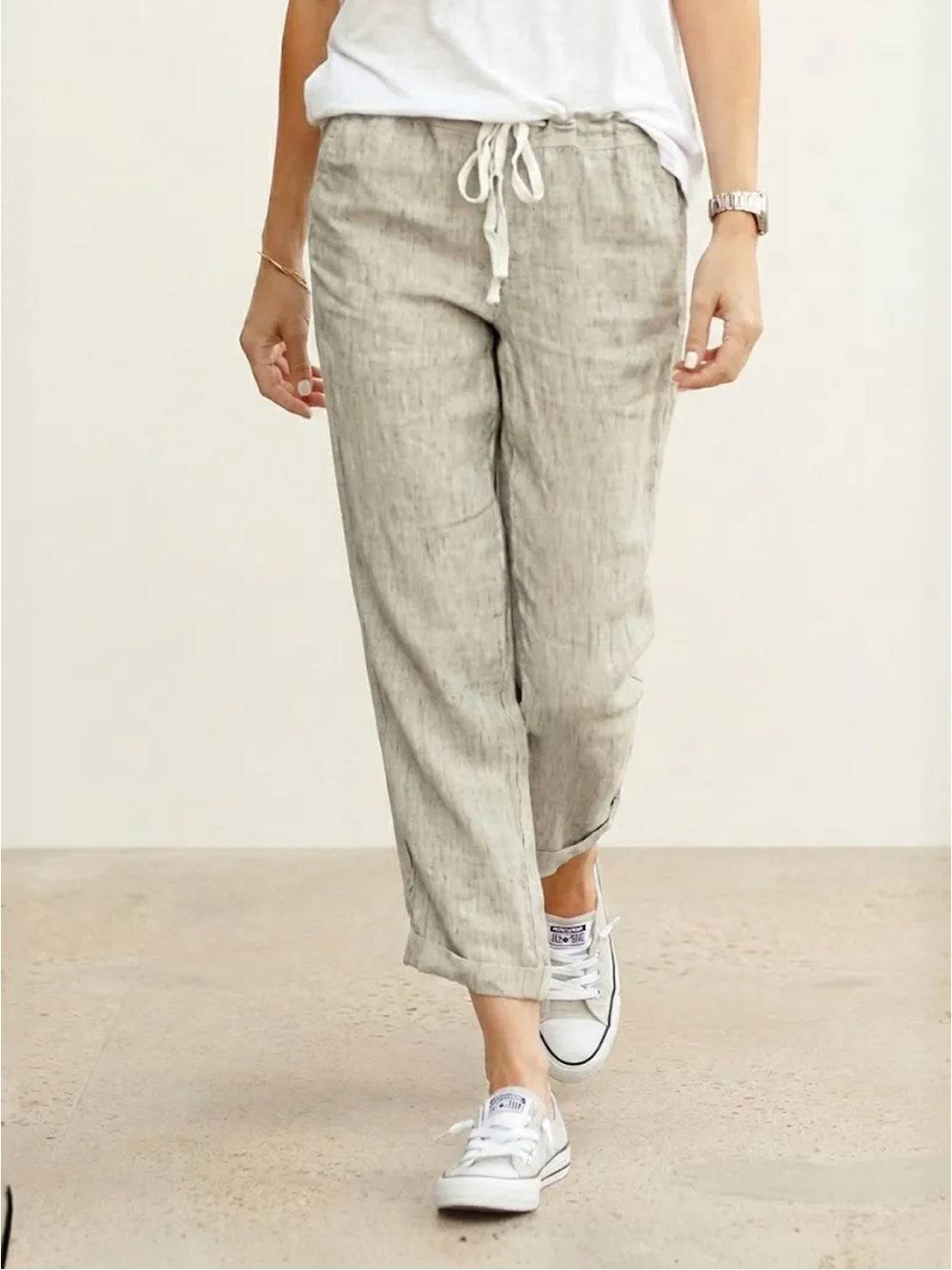 Women's Drawstring Straight-Leg Trousers with Adjustable Waist and Versatile Fit