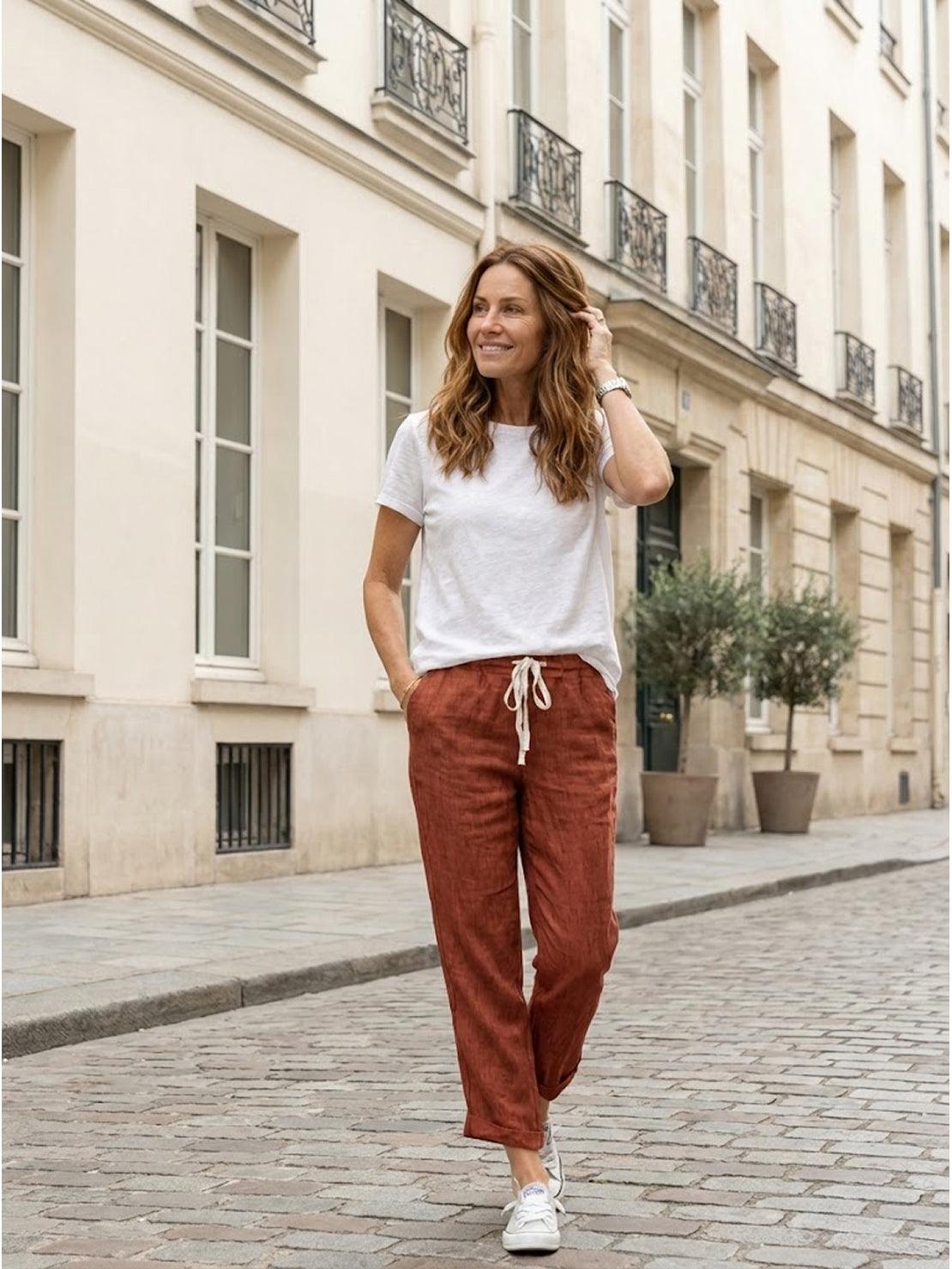 Women's Drawstring Straight-Leg Trousers with Adjustable Waist and Versatile Fit