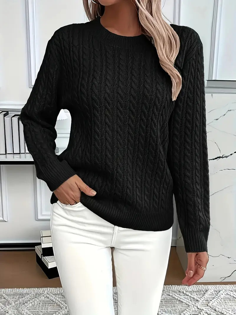 Women's Cable Knit Jumper with Cozy Texture and Versatile Style