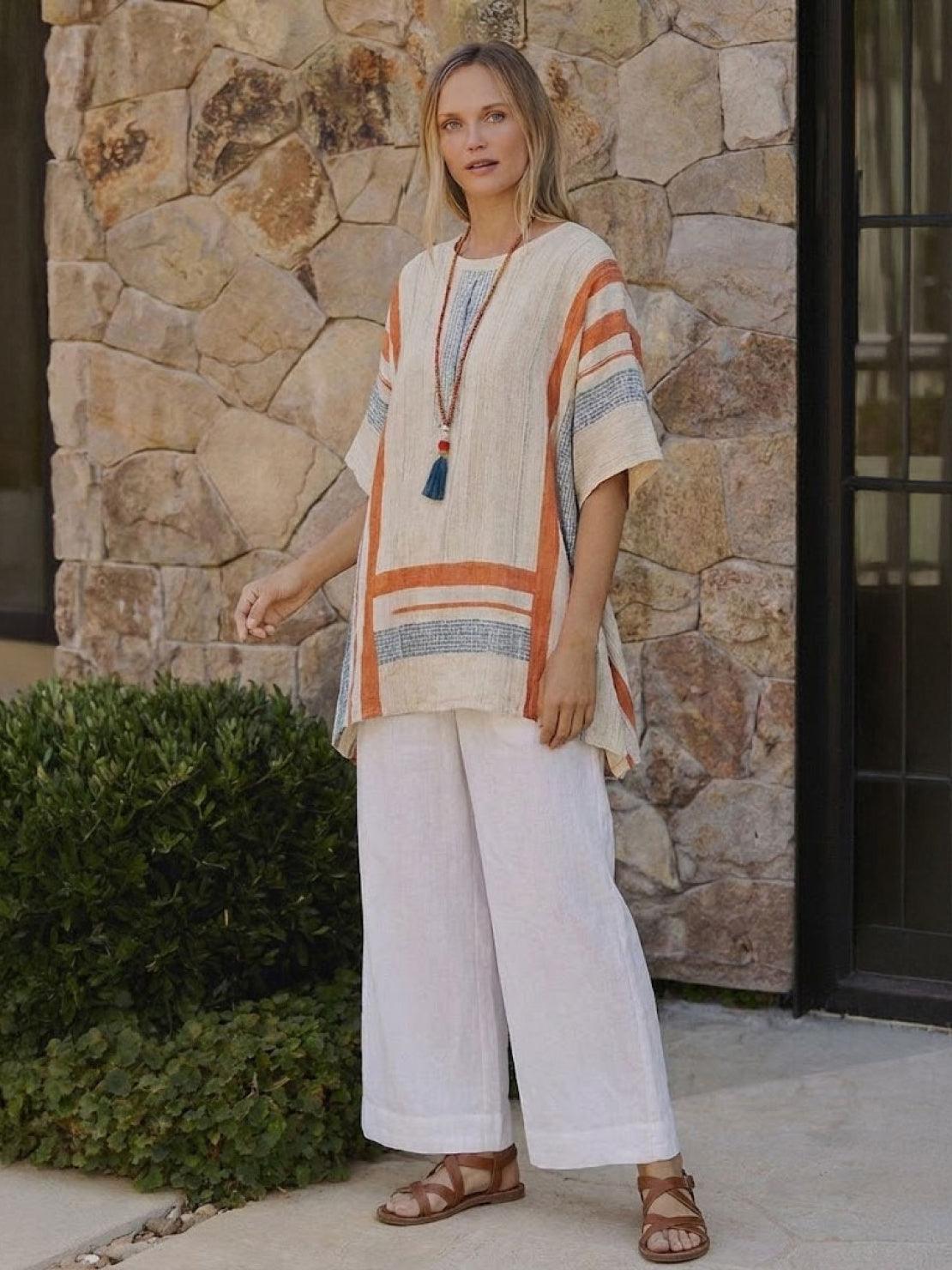 Women's Striped Two-Piece Set with Wide-Leg Trousers and Tee