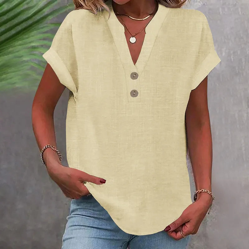 Women’s Blouse | V-Neck with Button Detail
