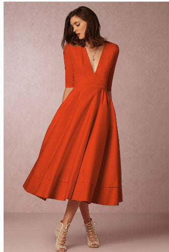 Women’s A-Line V-Neck Dress | Midi
