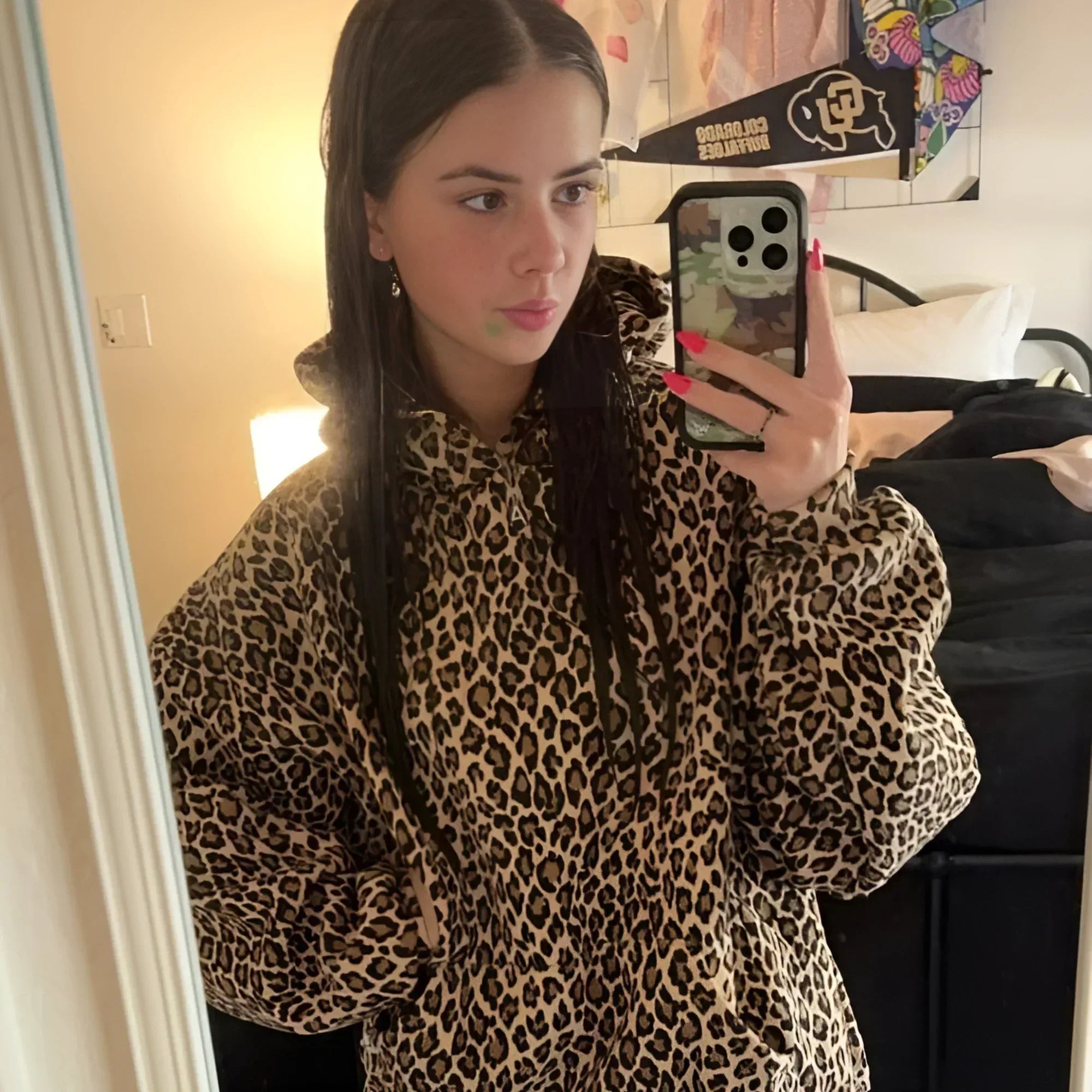 Women’s Leopard Print Hoodie | Drawstring Hood
