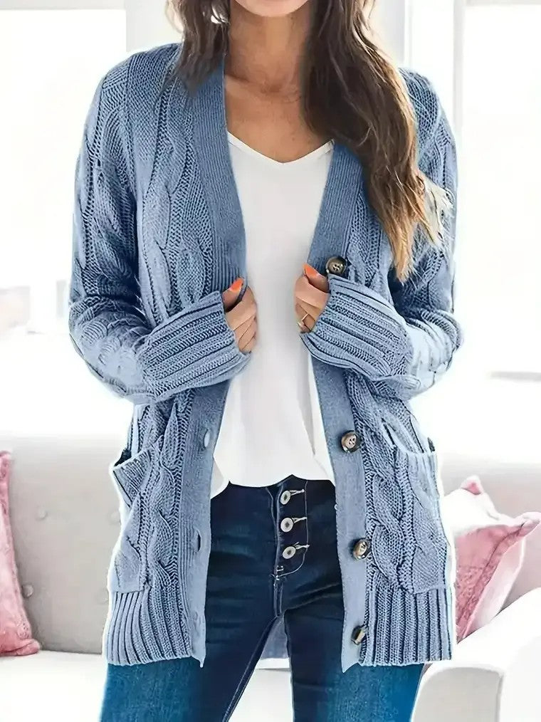 Women’s Cable Knit Cardigan | Button Closure