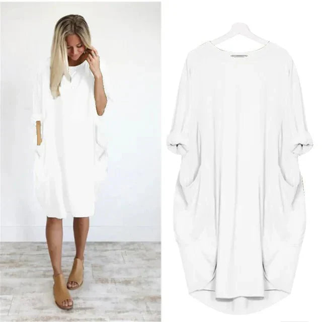 Women's Pocket Dress with Versatile Design and Functional Pockets