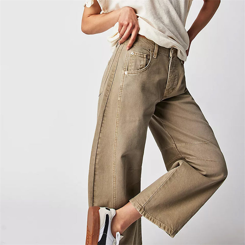 Women's Barrel Leg Jeans with High Waist and Relaxed Fit