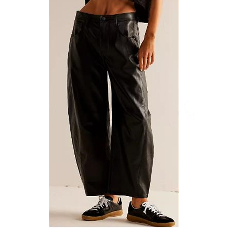 Women's Barrel Leg Jeans with High Waist and Relaxed Fit