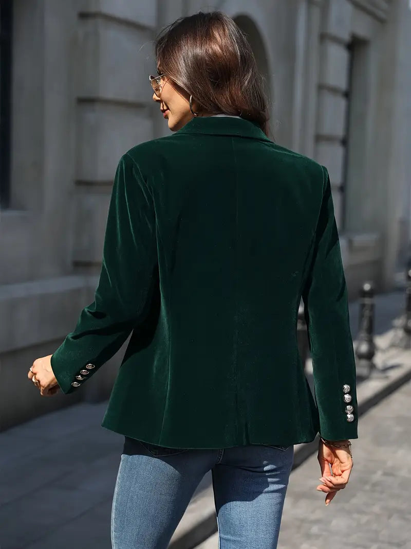 Women's Blazer with Velvet Fabric and Tailored Fit