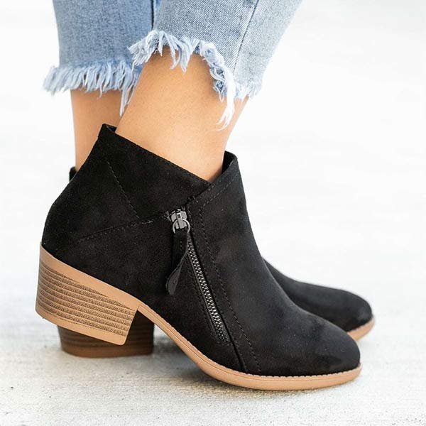 Women’s Ankle Boots | Zipper Block Heel Design
