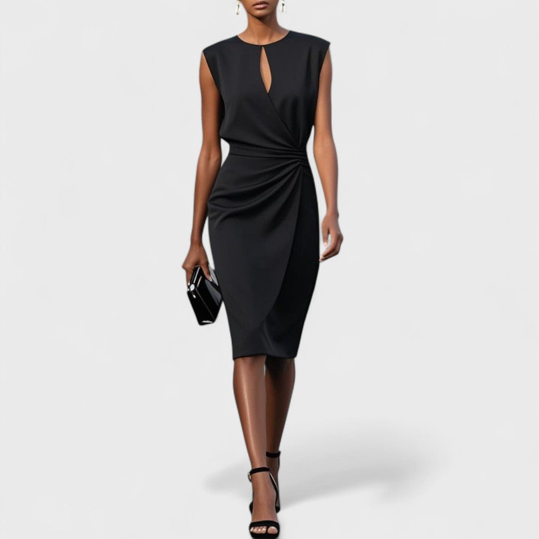 Women's Midi Dress with Side Slit and Fitted Design
