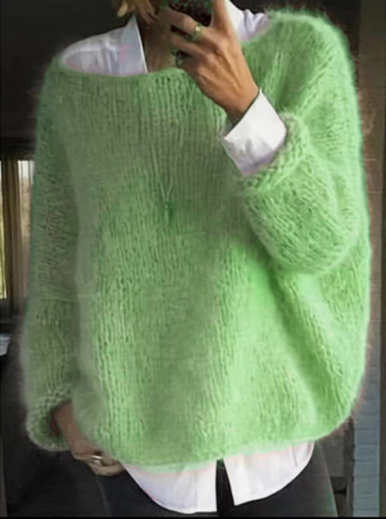 Women's Knitted Sweater with Long Sleeves and Relaxed Fit
