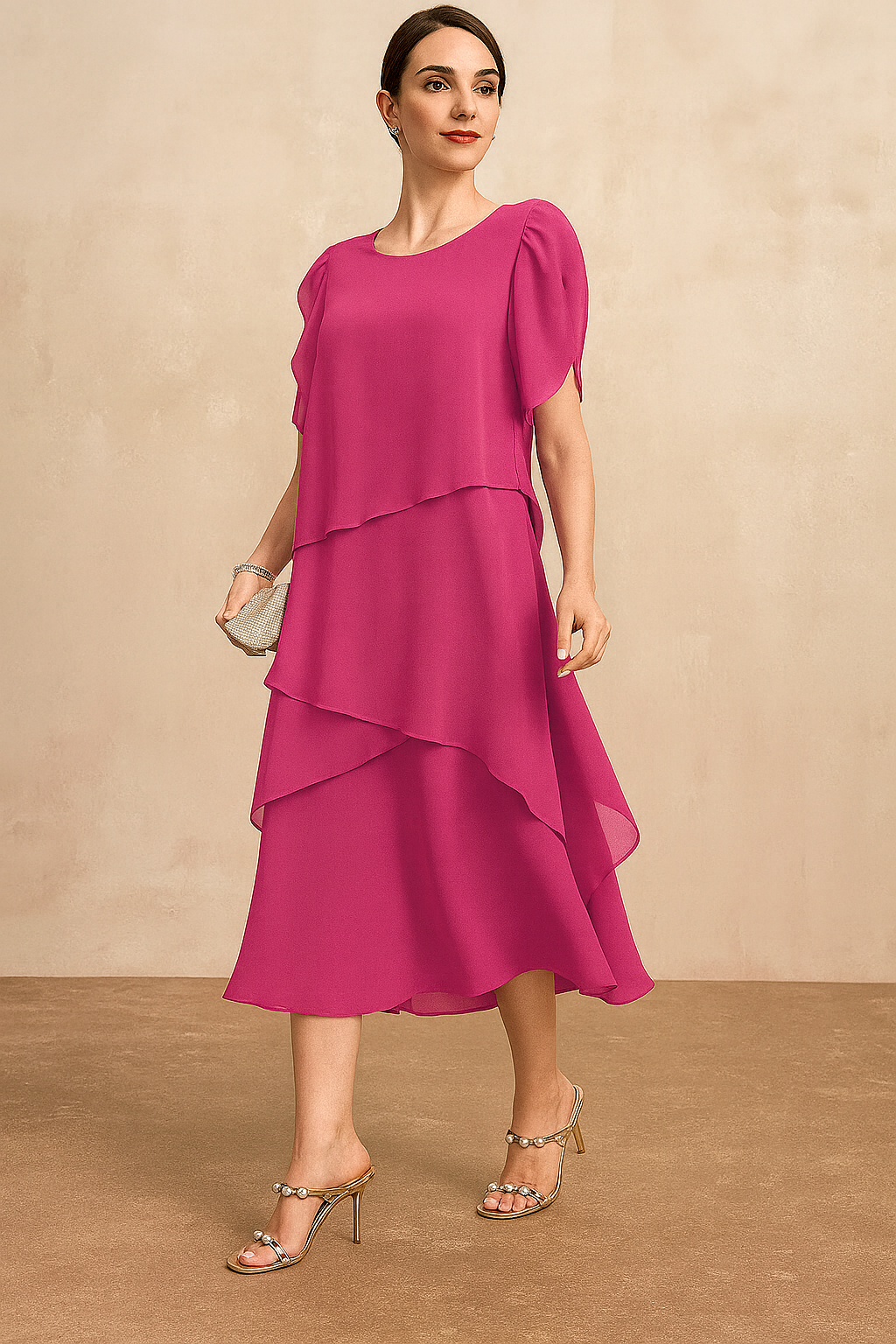Women's Chiffon Dress with Flowing Design and Lightweight Fabric
