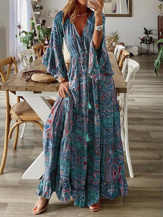 Women’s Flared Sleeve Dress | Maxi