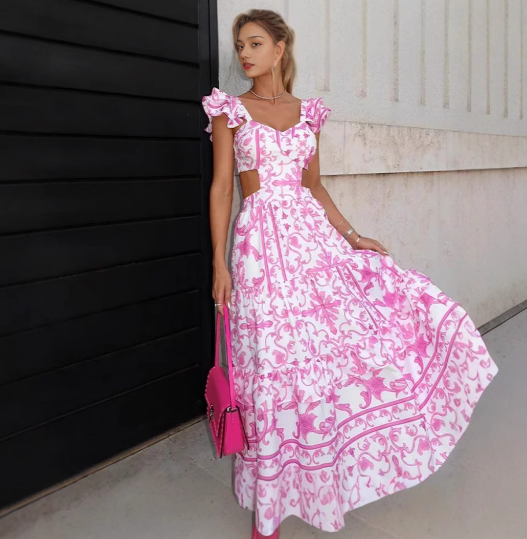 Women’s Ruffled Sleeve Floral Dress | Maxi