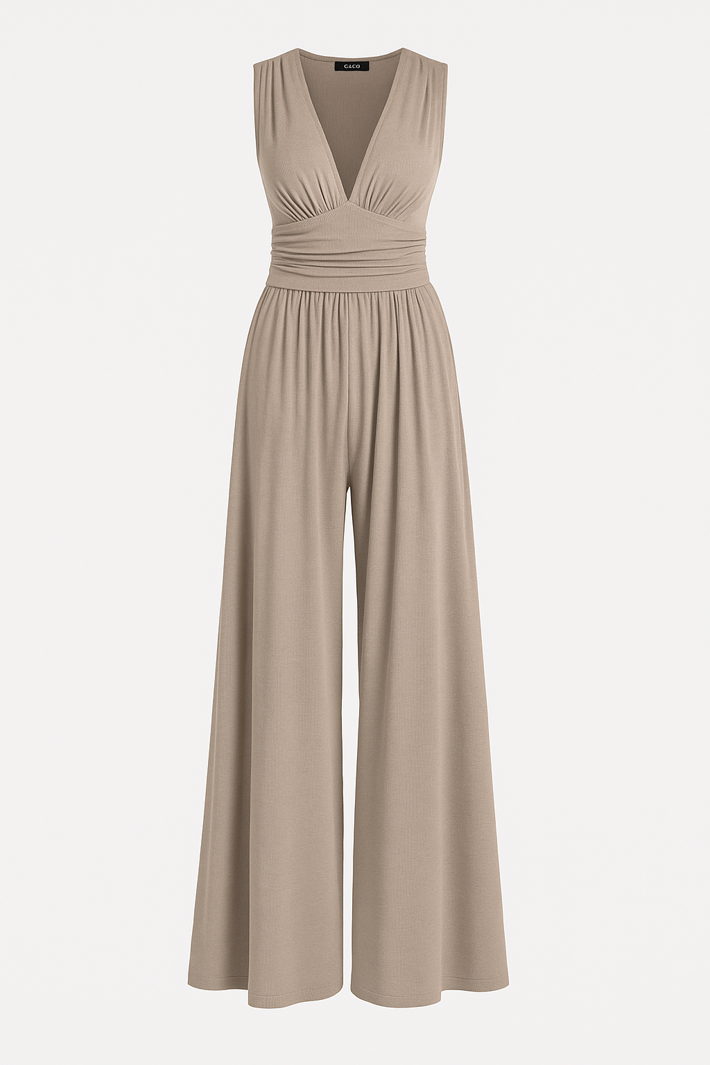 Women's Wide-Leg Jumpsuit with Stretch Fabric and Relaxed Fit