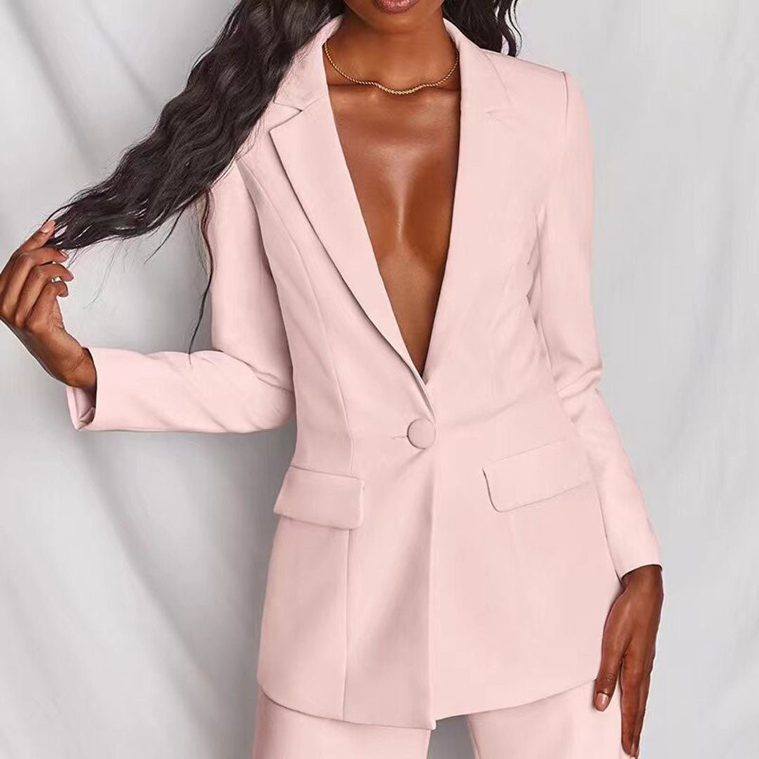 Women's Blazer and Trousers Set with Tailored Fit and Versatile Style