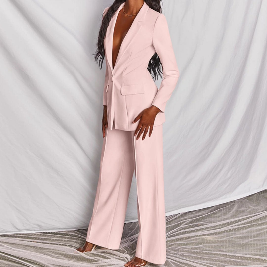 Women's Blazer and Trousers Set with Tailored Fit and Versatile Style