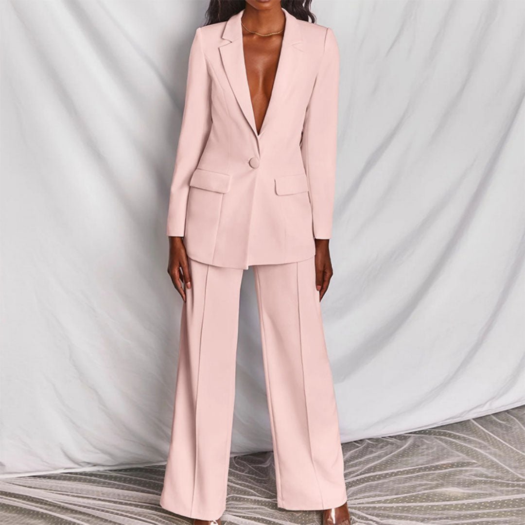 Women's Blazer and Trousers Set with Tailored Fit and Versatile Style