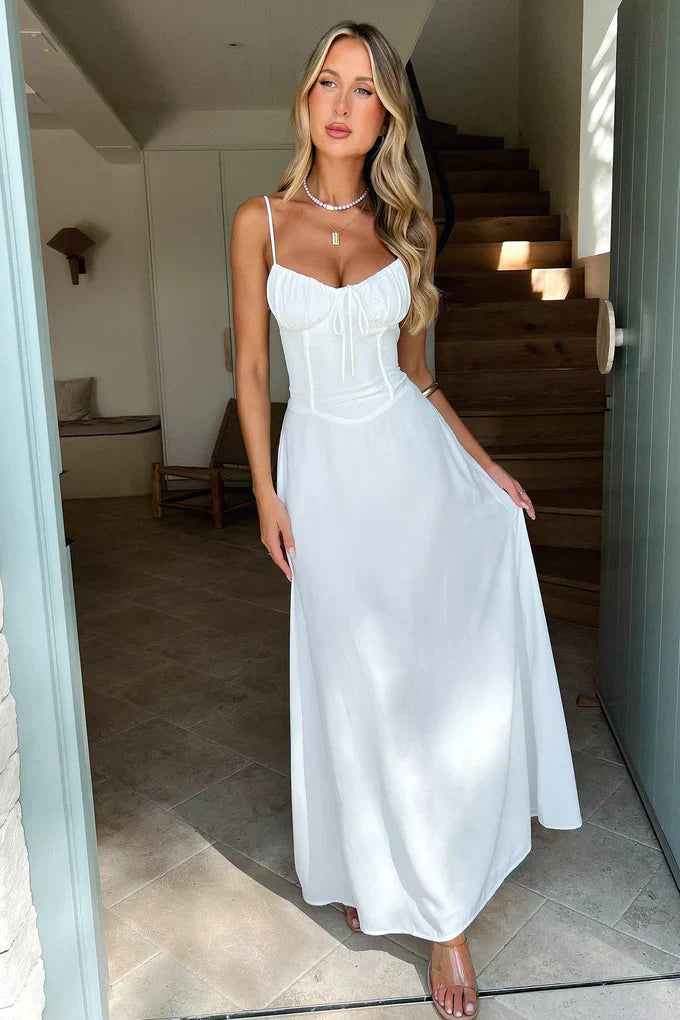 Women's Spaghetti Strap Wrap Maxi Dress with Flowing Design and Versatile Style
