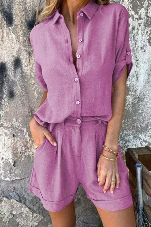 Women's Summer Shorts and Top Set with Breathable Fabric and Relaxed Fit