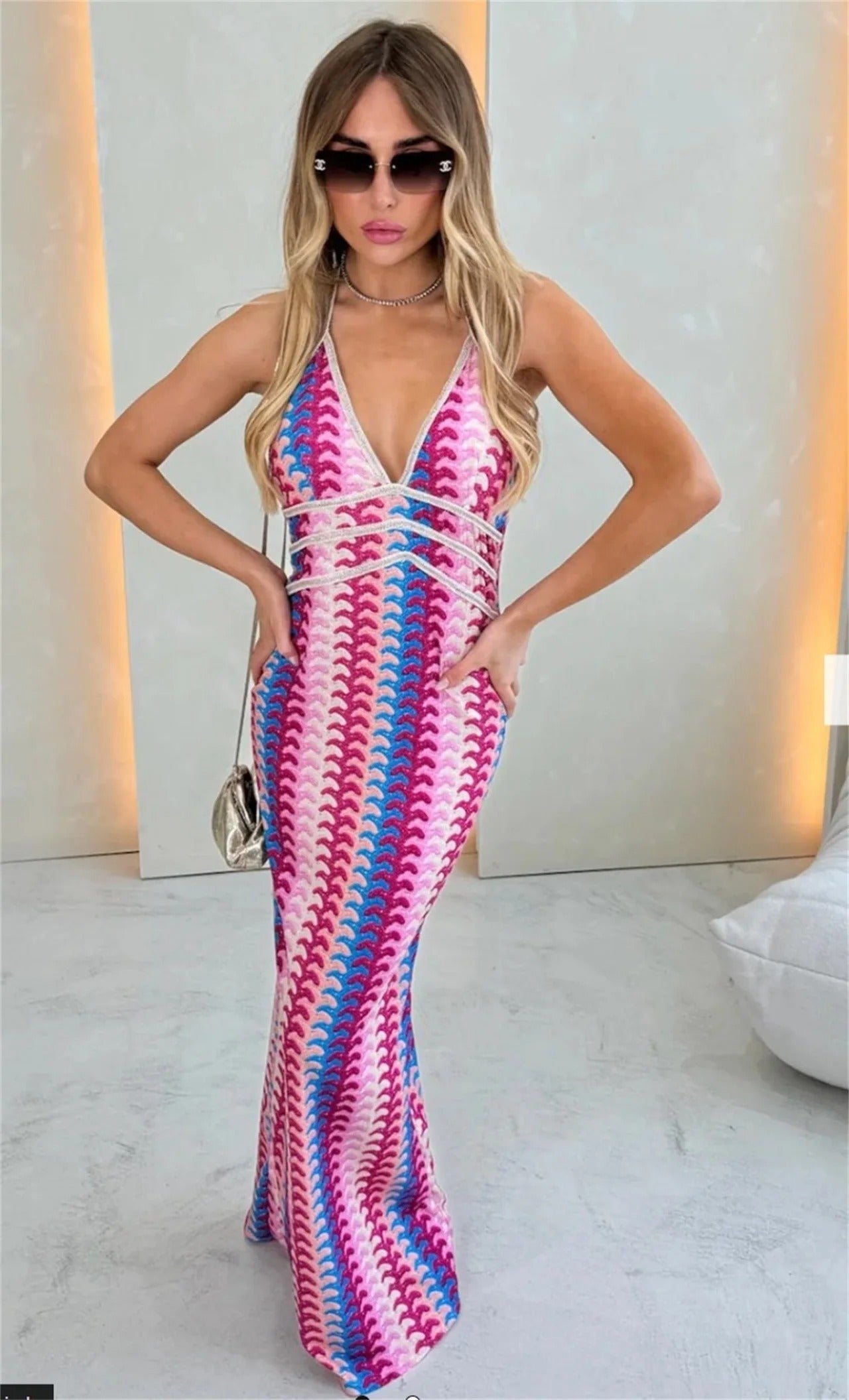 Women's Crochet Draped Dress with Elegant Design and Versatile Style