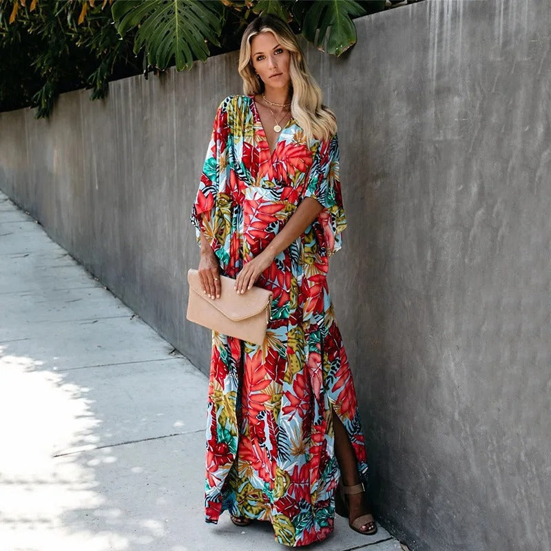 Women's Boho Beach Cover-Up with Flowing Design and Draped Style