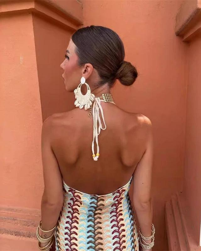 Women's Crochet Draped Dress with Elegant Design and Versatile Style