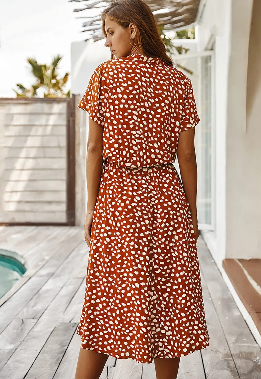 Women's Summer Dress with Adjustable Straps and Flowing Skirt