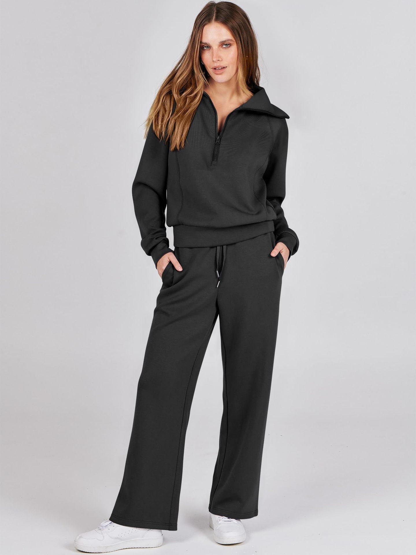 Women’s Two-Piece Suit Set | Zipper Sweater and Pants
