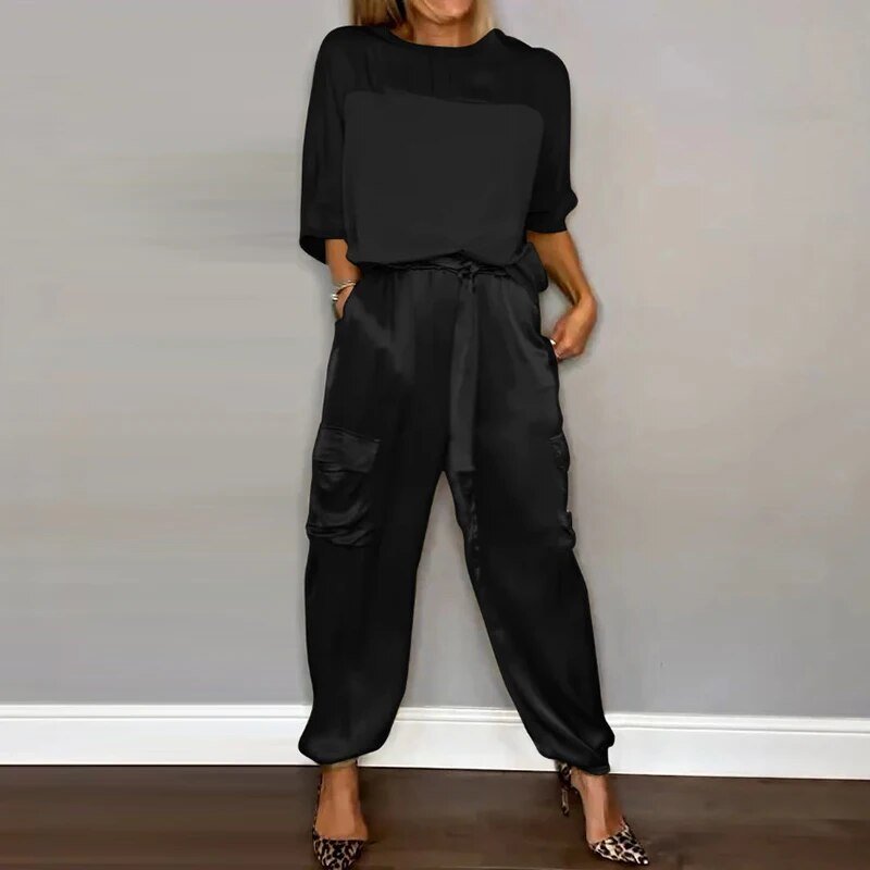 Women's Relaxed Clothing Set with Lightweight Fabric and Versatile Style