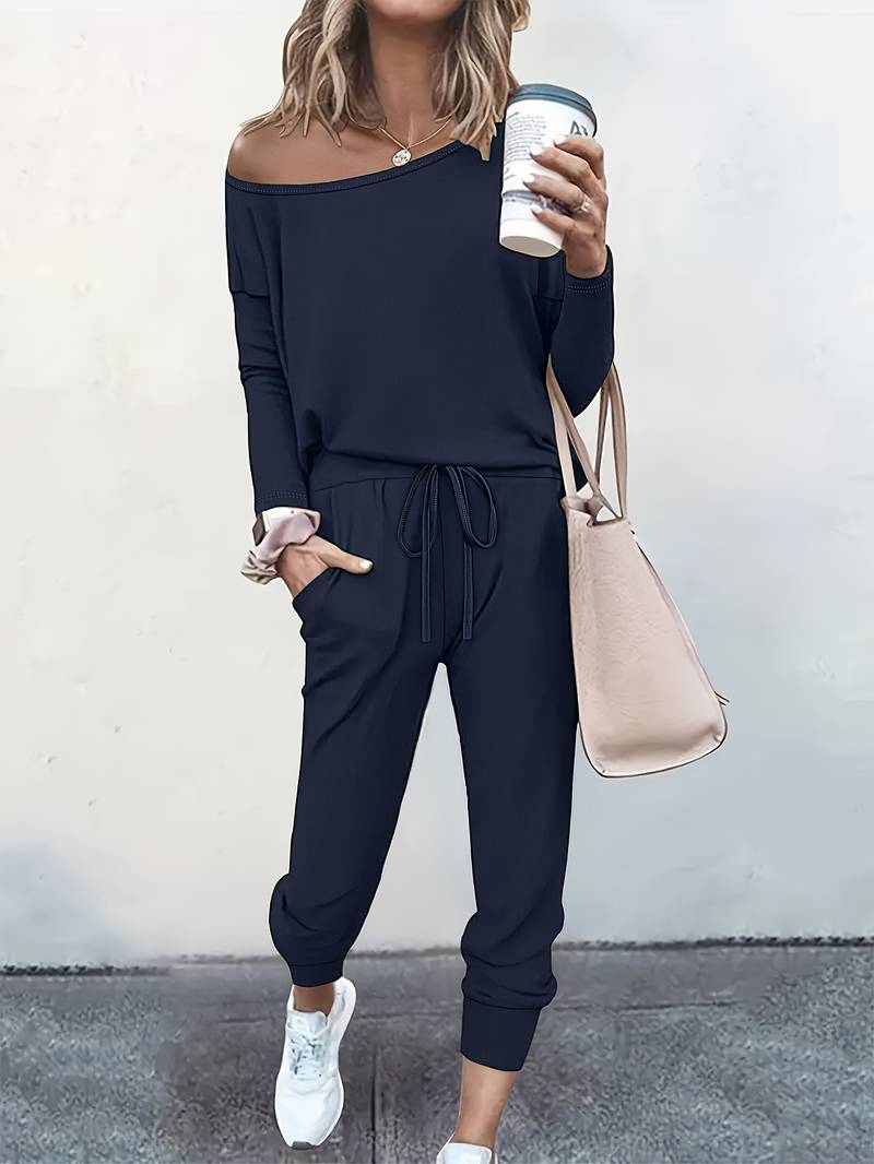 Women's Two-Piece Set with Relaxed Fit and Versatile Style