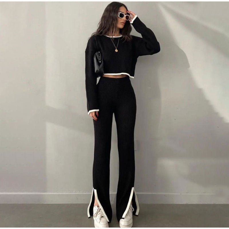 Women's Knitted Two-Piece Set with Relaxed Fit and Versatile Style