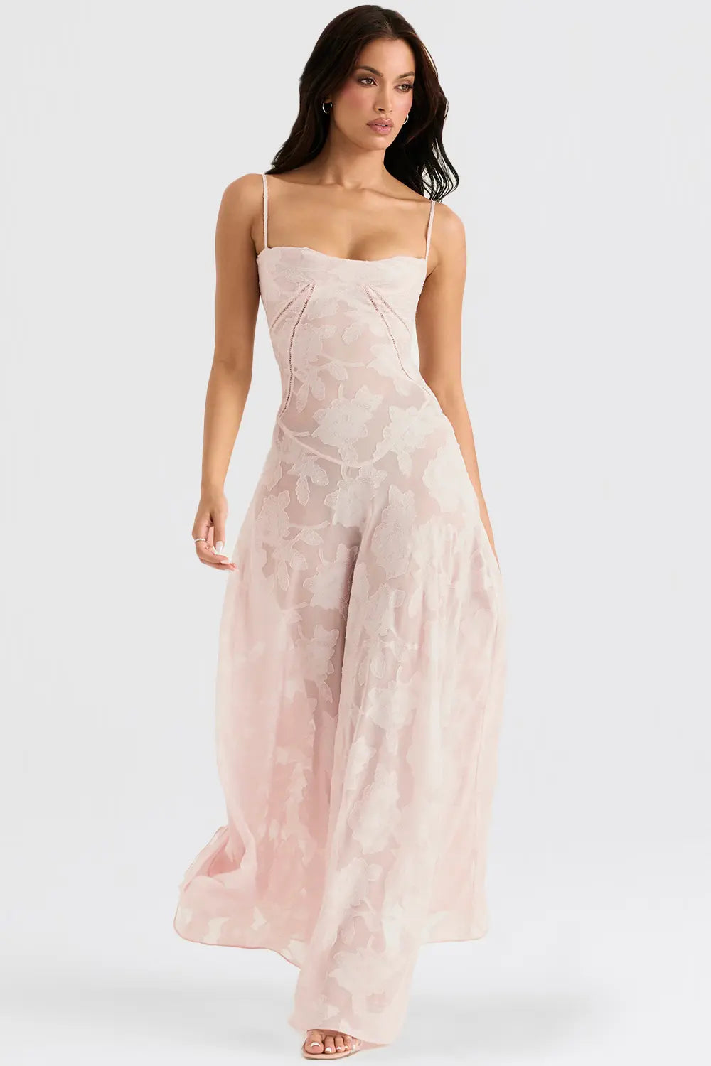 Women's Long Summer Dress with Open Back and Adjustable Straps