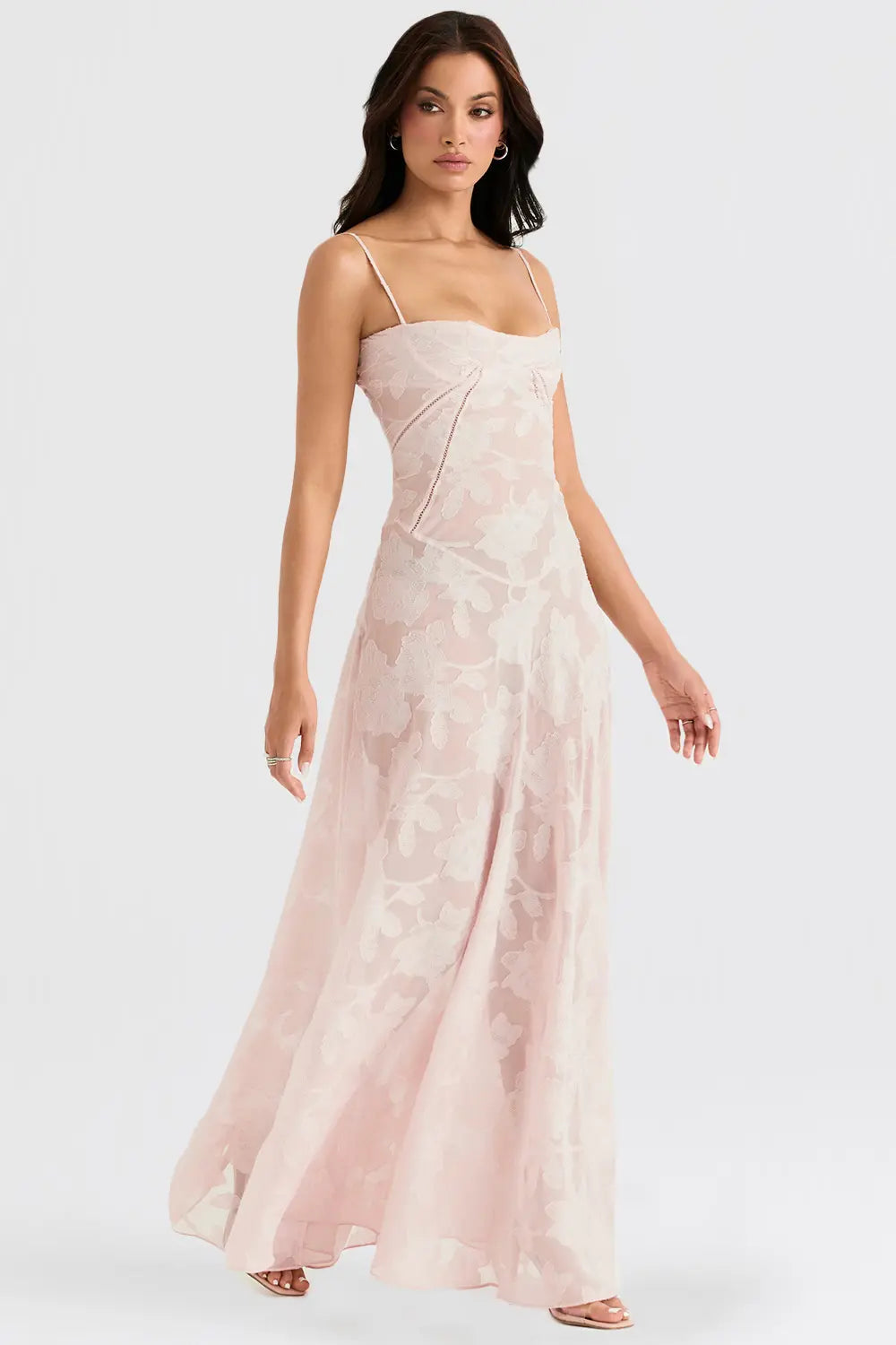 Women's Long Summer Dress with Open Back and Adjustable Straps