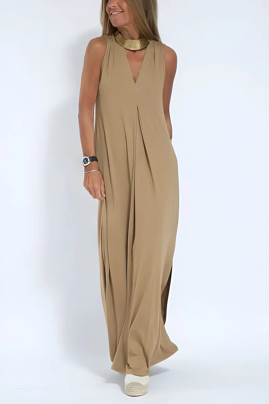 Women's Long Dress with Coordinated Cardigan and Versatile Style