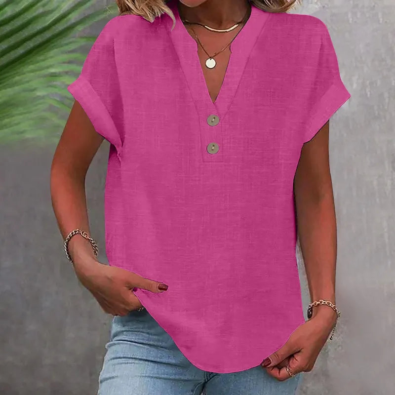 Women’s Blouse | V-Neck with Button Detail