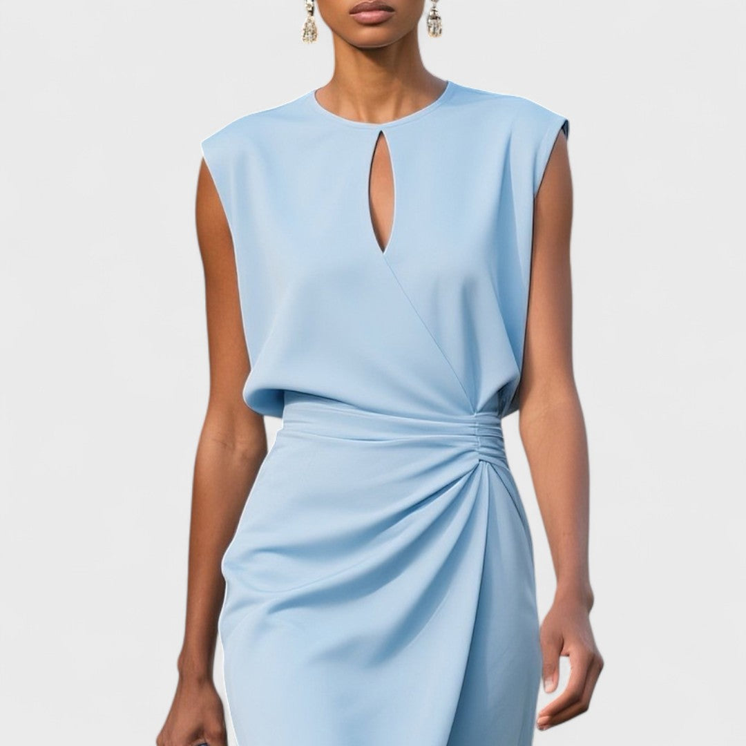 Women's Midi Dress with Side Slit and Fitted Design