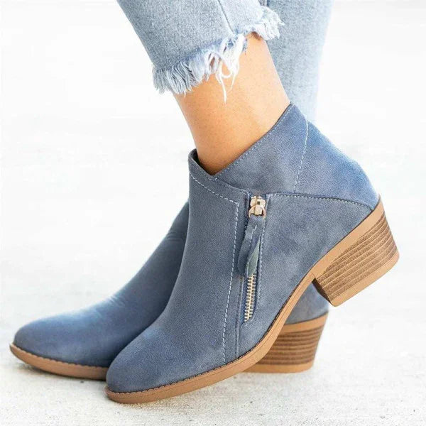 Women’s Ankle Boots | Zipper Block Heel Design