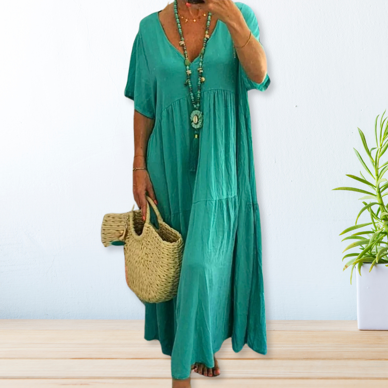 Women's Draped Dress with Flowing Design and Versatile Style