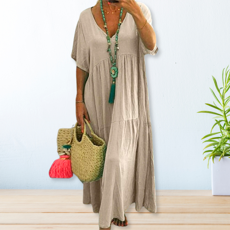 Women's Draped Dress with Flowing Design and Versatile Style