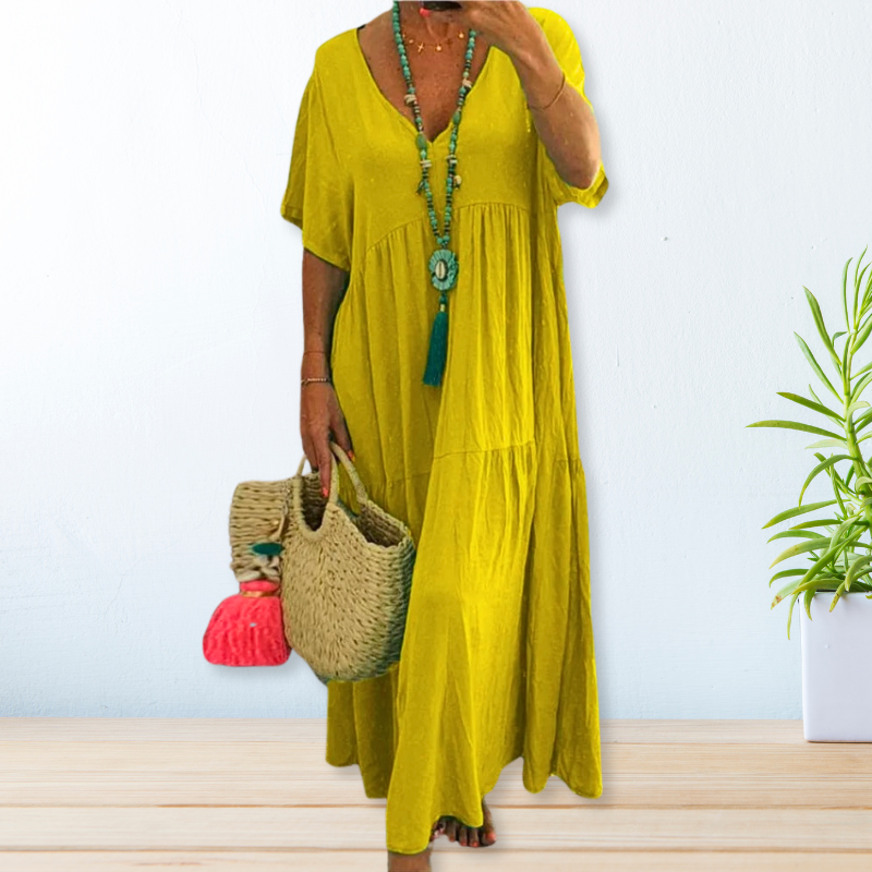 Women's Draped Dress with Flowing Design and Versatile Style